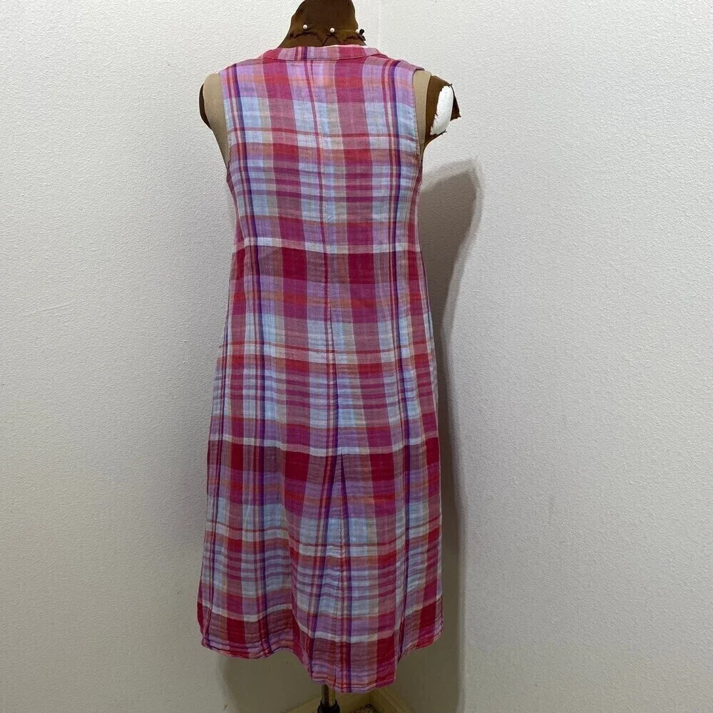 Anthropologie Maeve Pippa Midi High Low A-Line Swing Sleeveless Plaid Pockets XS - Picture 6 of 11